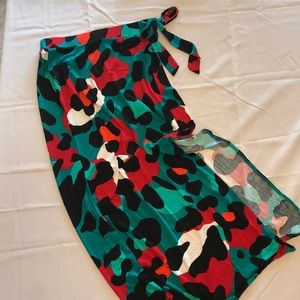 Colorful Cheetah Print Maxi Skirt with Split